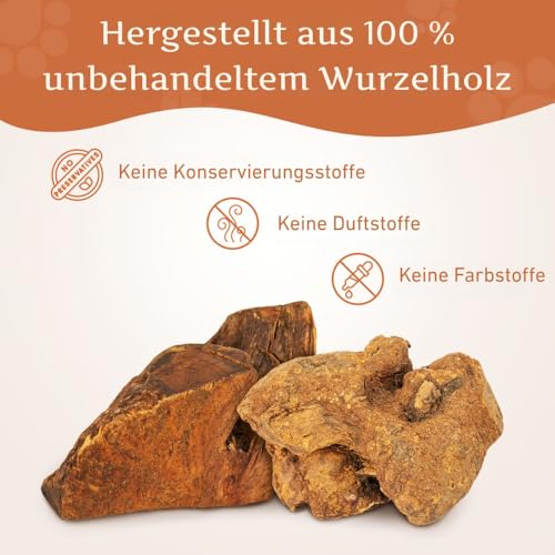 Wildfang® Kauwurzel aus Baumheide für Hunde, Größe M - Natürliches Kauspielzeug Hund, splitterfreies Hundespielzeug zur Zahnpflege Hund & Welpenspielzeug (für Hunde 15–25 kg), 1 Stück
