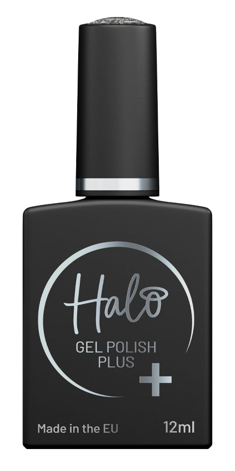Halo Gel Polish Plus 12ml - Black Sparkle. UV/LED Gel Nail Polish, Long Lasting & Easy To Apply. Nail Art Colours For Manicure & Pedicure. Hema Free Gel Polish For Professional & Home Use.