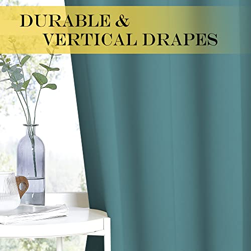 NICETOWN Blackout Curtain Drape for Bedroom - Light Reducing Thermal Insulated Solid Grommet Room Darkening Window Curtain 90 inches Long for Living Room (Sea Teal, 1 Piece, W66 x L90)