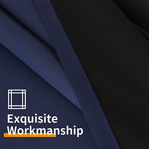 Image of YoungsTex Navy Blue 100% Blackout Curtains for Bedroom, Short Thermal Insulated Black Out Drapes with Black Backing Room Darkening, 2 Panels, 42 x 40 Inch