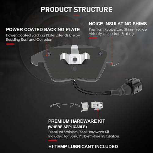 cciyu D1107 D1456 Ceramic Front Rear Disc Brake Pad Set Fit For 10-12 For Audi A3,10-12 For Audi A3 Quattro,For Volkswagen TYPE 1/Eos/Golf/GTI/Jetta,8pcs - Thumbnail 3