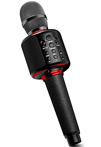 JINCOR Karaoke Speaker with Microphone, Karaoke Microphone with Duet Mode/Vocal Remove/Recording, Great Gifts Toys Microphone for Kids & Adults (Black)