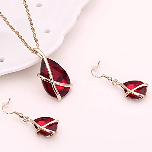 Conjunto de joias femininas, conjunto de joias com pingente de pedra preciosa sintética design gota