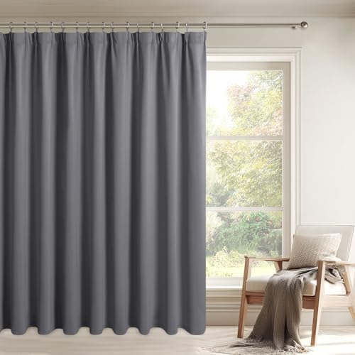 DWCN Grau Raumteiler Vorhang Blickdicht Vorhänge Kräuselband Schallschutz | 1er Set 210x200cm(HxB) Wohnzimmer Verdunklungsvorhänge Thermogardine Kälteschutz Extra Breie Raumtrenner