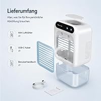 Mobile Klimaanlage、leise Tragbare Klimaanlage、500ml-Luftkühler、2 Geschwindigkeitsstufen、2 Nebelmodi、Mini klimaanlage geeignet für Schlafzimmer und Büro(Weiß) – Ansicht 7