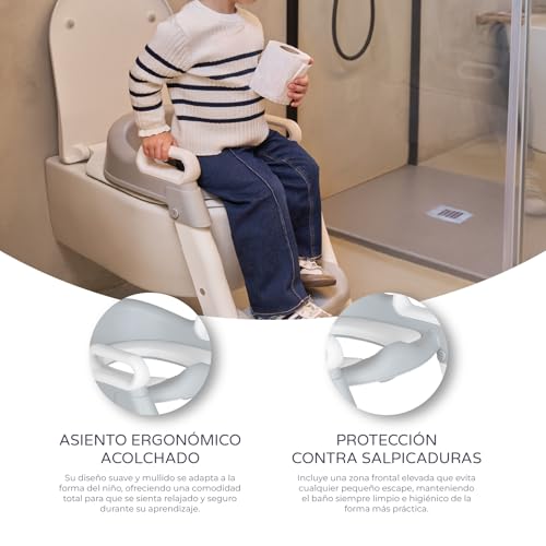 Miniatura 2 de Ms Babyworld Adaptador Wc Con Escalera Asiento Acolchado Para Inodoro Plegable Y Con Altura Ajustable Con Asas Y Base Antideslizante De 1 A 7 Años