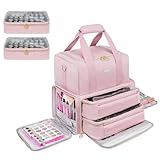 Nail Polish Organizer Holds 80 Bottles and a Nail Lamp,Nail Polish Carrying Case with 2 Removable Bags,Nail Organizers and Storage for Nail Tech,Portable Nail Polish Holder for Nail Supplies,Pink