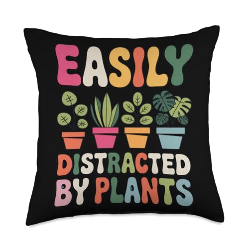 Easily Distracted by Plants Nature Lover Green Thumb Fun Throw