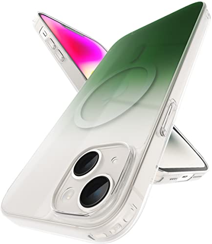 Image of Vaku Luxos Zurich MAGPRO Gradient Colored for iPhone 14 Plus Cover Case, Transparent, 6 Feet Drop Protection, Shockproof, Scratch Resistant, Slim, Compatible with MagSafe Back Cover - Green