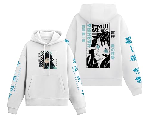 Image of Anime Inspired Design Unisex Pullover Hoodie, Black, Graphic Print Front and Back