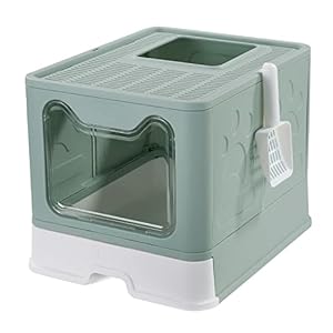 Pawsayes Caja de Arena para Gatos Plegable, Arenero Gatos Cubierto con Cajon Grande XXL, Inodoro para Mascotas para Gatos con Entrada Superior