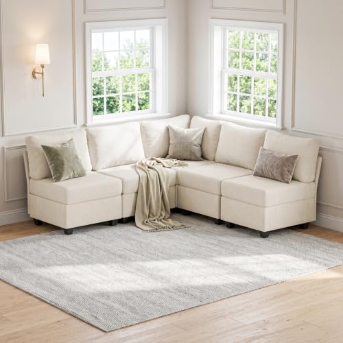 Breakfast Nook Bench with Storage, 5 Seats Modular Corner Banquette Seating