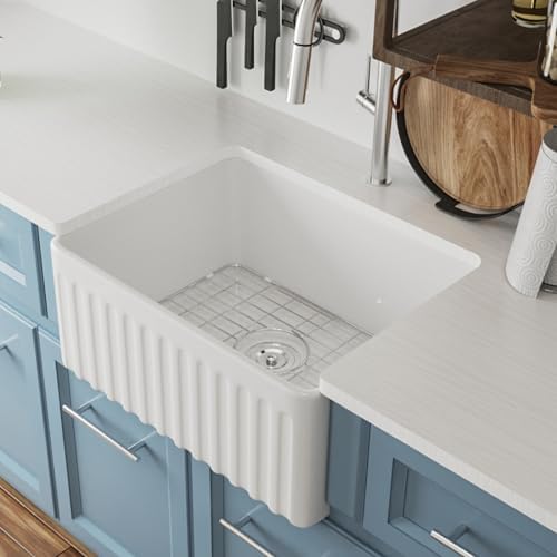 DeerValley White Farmhouse Sink Apron Front Farm Kitchen Sink 24 inch