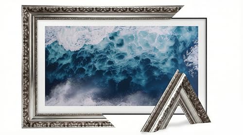 Image of Silver TV Frame | Decorative Bezel for Flat Screen Displays | Modern Home Decor Accent (83 inch)