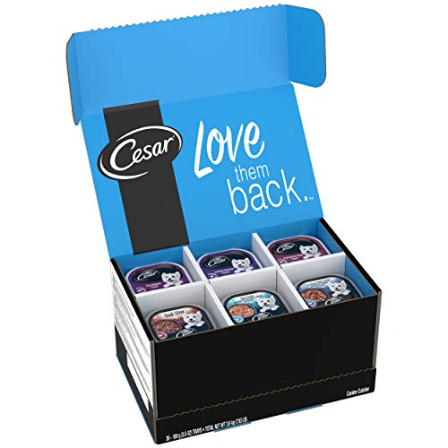 CESAR Soft Wet Dog Food HOME DELIGHTS & Classic Loaf in Sauce Variety Pack, 3.5 oz. Easy Peel Trays, 36 Count (1-Pack) CESAR Soft Wet Dog Food HOME DELIGHTS & Classic Loaf in Sauce Variety Pack, 3.5 oz. Easy Peel Trays, 36 Count (1-Pack)