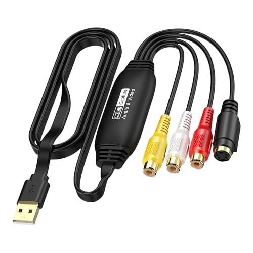 USB 2.0 Video Grabber Adapter Cord Wire Line Acquisition Card For Digitizing Old Tape Supports Multiple Formats