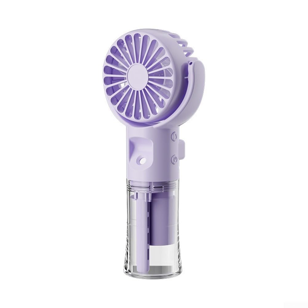 Ricaricabile per mini ventilatore rotante con nebulizzatore integrato e indicatore di livello per bambini e studenti (viola)