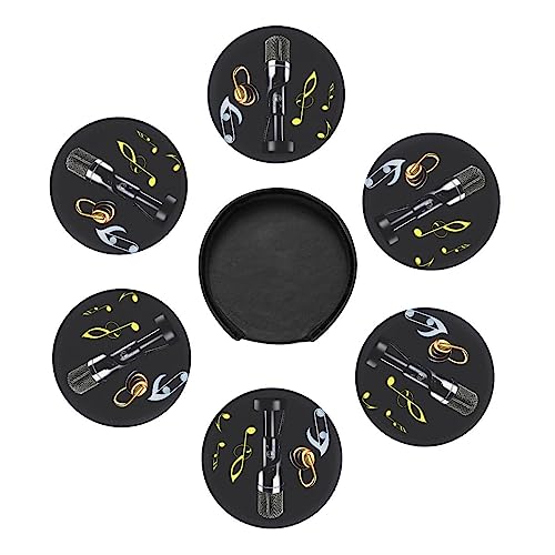 Dessous de verre de qualité supérieure avec imprimé microphone stylisé - 8