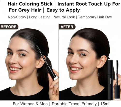 Image of Wazdorf Hair Coloring Stick | Instant Root Touch Up For Grey Hair | Easy to Apply | Non-Sticky | Long Lasting | Natural Look | Temporary Hair Dye | For Women & Men | Portable Travel Friendly | 15ml