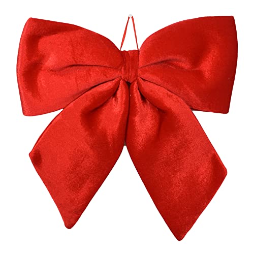 Magie di Natale Fiocco rosso in velluto imbottito decorazione natalizia per albero e ghirlanda dietro porta (34 cm)