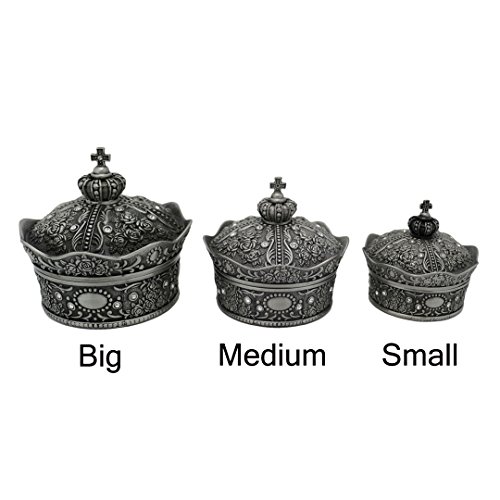 Naimo Vintage Antique Crown Jewelry Box With Rose Sculpture Metal Retro Trinket Storage Organizer Creative Christmas Brithday Gift #TOP6