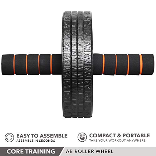 Ab Wheel Roller by Day 1 Fitness for Core Training, with Extra Traction and Easy Glide - Premium, Durable Exercise Wheel with Non-Slip Grip for Men and Women - Abdominal Workout Equipment for Obliques