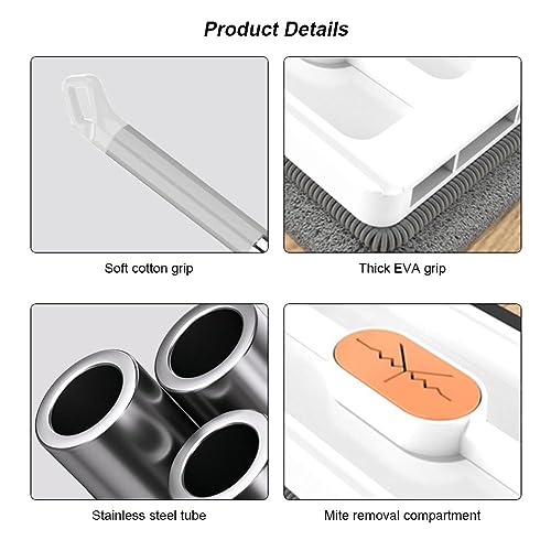 Starnearby Wischmopp Set Mit Eimer, 2023 Neu Großer Flach Mopp Bodenwischer, Wischmopp mit Auswringfunktion, 360° Drehgelenk Großer Flachmop mit Putzeimer (Weiß + 2 Pads + 1 Moppeimer) – Bild 7