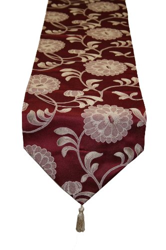 Violet Linen Legacy Damask Table Runner, 13" x 70", Burgundy