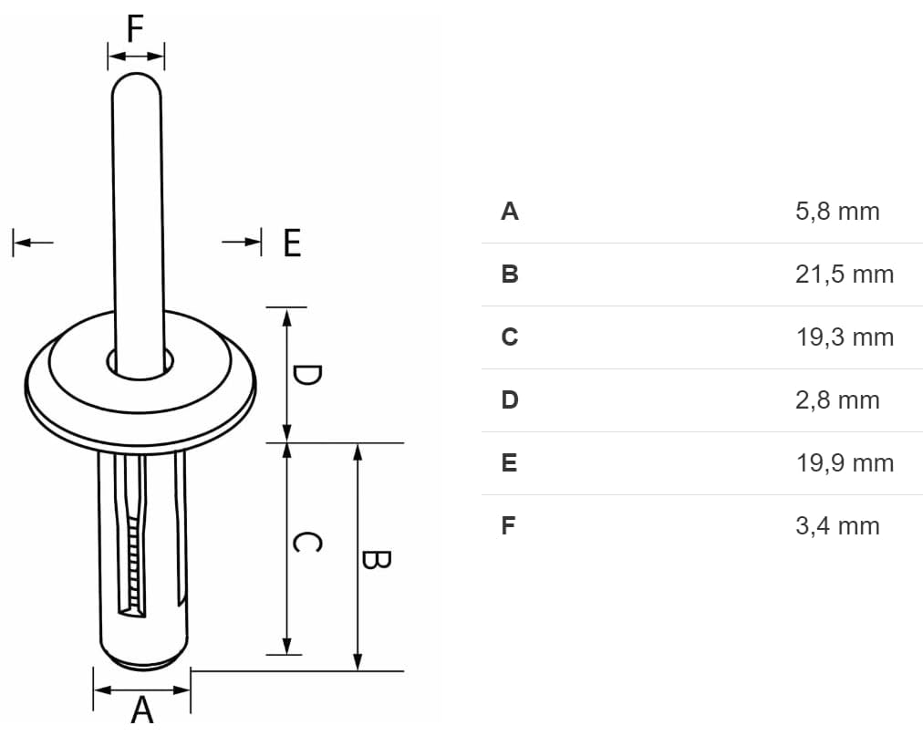 15 x nitów rozporowych Clip do X5 E53 X6 E71 E72 Mini zderzaki błotnik nadkola | 07147391324
