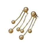 Fashionable Ball Chain Tassel Earrings Women Europe America Two On One Style Hanging Style High-End Feel Light Luxury