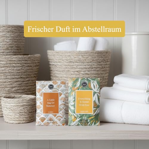 3er Set dekorative Duftsäckchen mit Meeresbrise, Zitrusfrüchte & Passionsblume – sommerlich frische Duftbeutel für Kleiderschrank, Bad & Wohnraum – langanhaltender Duft bis zu 4 Monate, je 30g