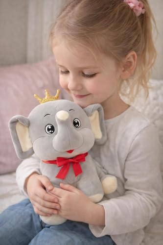 Image of SCOOBA Adorable Crown Elephant Soft Toy 25cm (Elephant 25cm Grey Color)