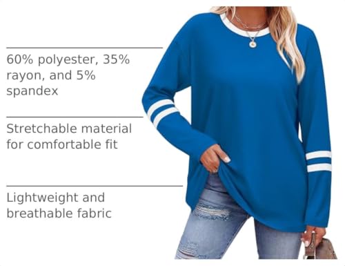 Image of Sampeel Long Sleeve Shirts for Women Color Block Casual Tops Fall Outfits 2026 Basic Tees Trendy Spring Clothes