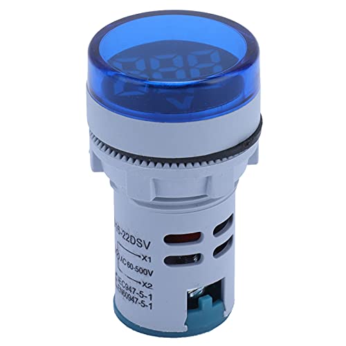 Digital Voltmeter, 60-500V AC Digital Voltage Signal Indicator Round Voltage Meter Indicator Light (Blue)
