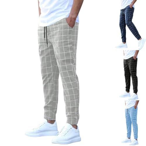 Men's Casual Checkered Pants Stretch Slim Fit Pants Skinny Plaid Dress Pant Fashion Stretch Business Suit Pants2