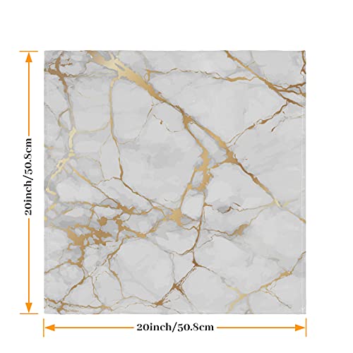 White Gold Marbling Cloth Napkins Set Of 6 Dinner Napkins Set Solid Washable Reusable Polyester Table Napkins Oversized 20"X20" Home Party Festival Decorations #TOP1