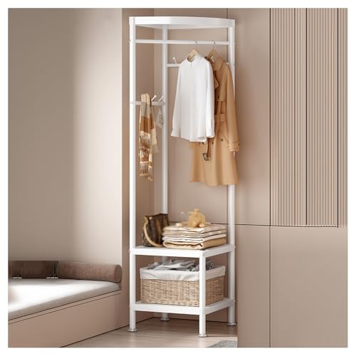 Porte-vêtements d'entrée d'angle blanc pour organiser vos manteaux et chaussures avec style