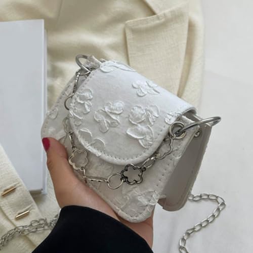 Women Small Shoulder Bags Quilted Crossbody Distressed Jean Denim Purse Evening Bag Clutch Handbag with Chain Strap2