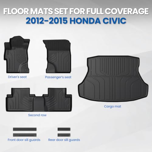 Image of Floor Mats for Honda Civic Sedan 2012-2015, with Cargo Mat