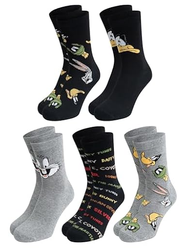 United Labels 5 pares de calcetines Looney Tunes para hombre, color negro y gris, talla 40-45, calcetines para hombre, Bugs Bunny, calcetines para hombre | Ya disponible en tu tienda friki favorita! En mundofriki.es!
