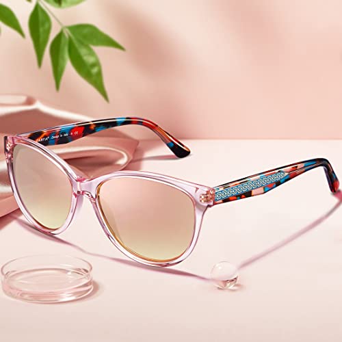 CARFIA Cateye Polarized Sunglasses for Women UV Protection, Italy Handcrafted Acetate Frame with Embossed Pattern Wire Core4