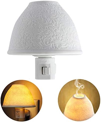 Night Light for Kids Porcelain Night Light,Kimfly Warm Art Night Light Plug in with Essential Oil Aromatherapy Furnace and Incandescent Bulb, Suit for Bedroom, Living Room