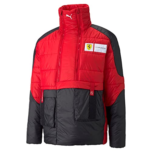 Puma Mens Scuderia Ferrari Race Statement Padded Half Zip Coats Jackets Outerwear Casual Hook and Loop Closure - Black - Size L3