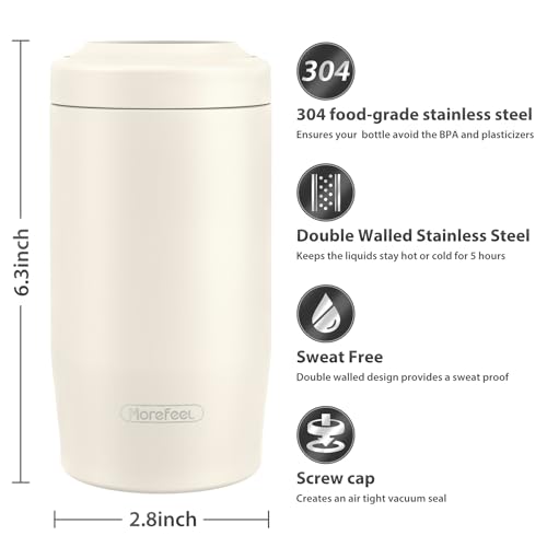 Image of Morefeel 4-in-1 Insulated Can Cooler for 12 oz Cans & Bottles | 304 Stainless Steel Can Holder Fits 12 Oz Slim Cans, Standard Cans, Beer Bottles & Works as A Open Cup; Dishwasher Safe