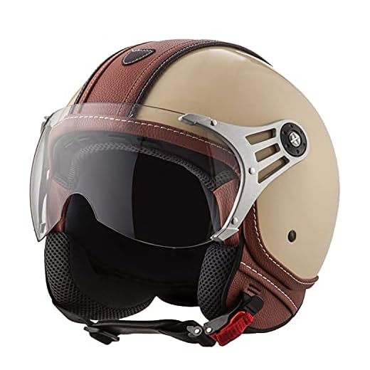 Casco de Moto Retro Medio Cuero De PU Abierto con Gafas de Aviador Cascos Jet Vintage Cruiser Unisex Moto Scooter Medio Casco Jet Estilo Alemán ECE Homologado H,M