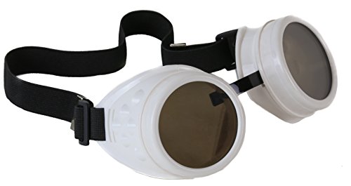 White Goggles Sunglasses Cosplay Aviator Steampunk Gothic Burning Man