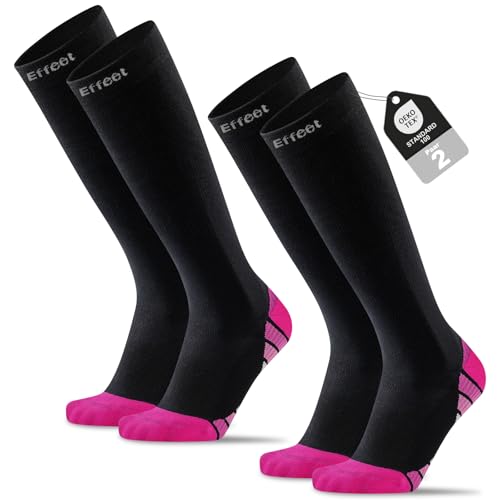 Effeet 2 Pares Medias de Compresión Mujer Hombre 20 30 mmHg   Calcetines Compresion para Deporte Vuelo Viaje Embarazo y Trabajo de Pie (Rosado, 39 42)