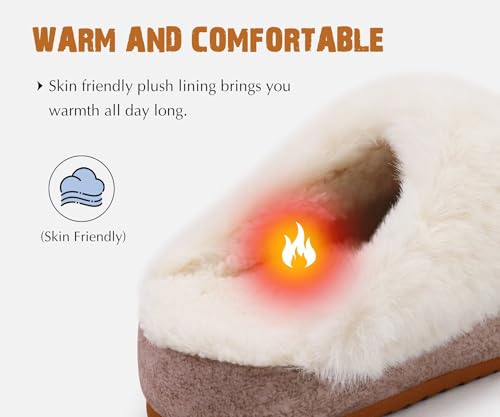 Image of KuaiLu Womens House Platform Slippers Warm Faux Suede Fuzzy Thick Cushioned Memory Foam Ladies Comfy Bedroom Slipper Slip on Indoor Outdoor Home Shoes Arch Support Hard Sole Beige Size 9