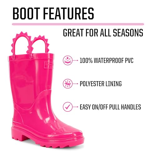 Western Chief Kids Waterproof Neon Rain Boots with Pull-On Handles and Traction Outsole2