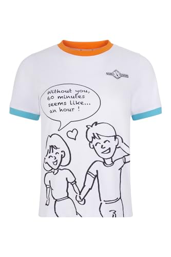 T-shirt avec couple dessiné blanc manches courtes doux pour éviter les irritations
